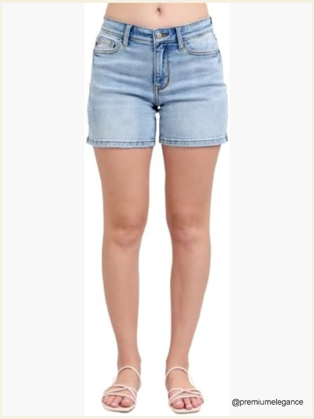 Mid Rise Vintage Wash Dad Shorts Denim 5" Inseam Relaxed Fit